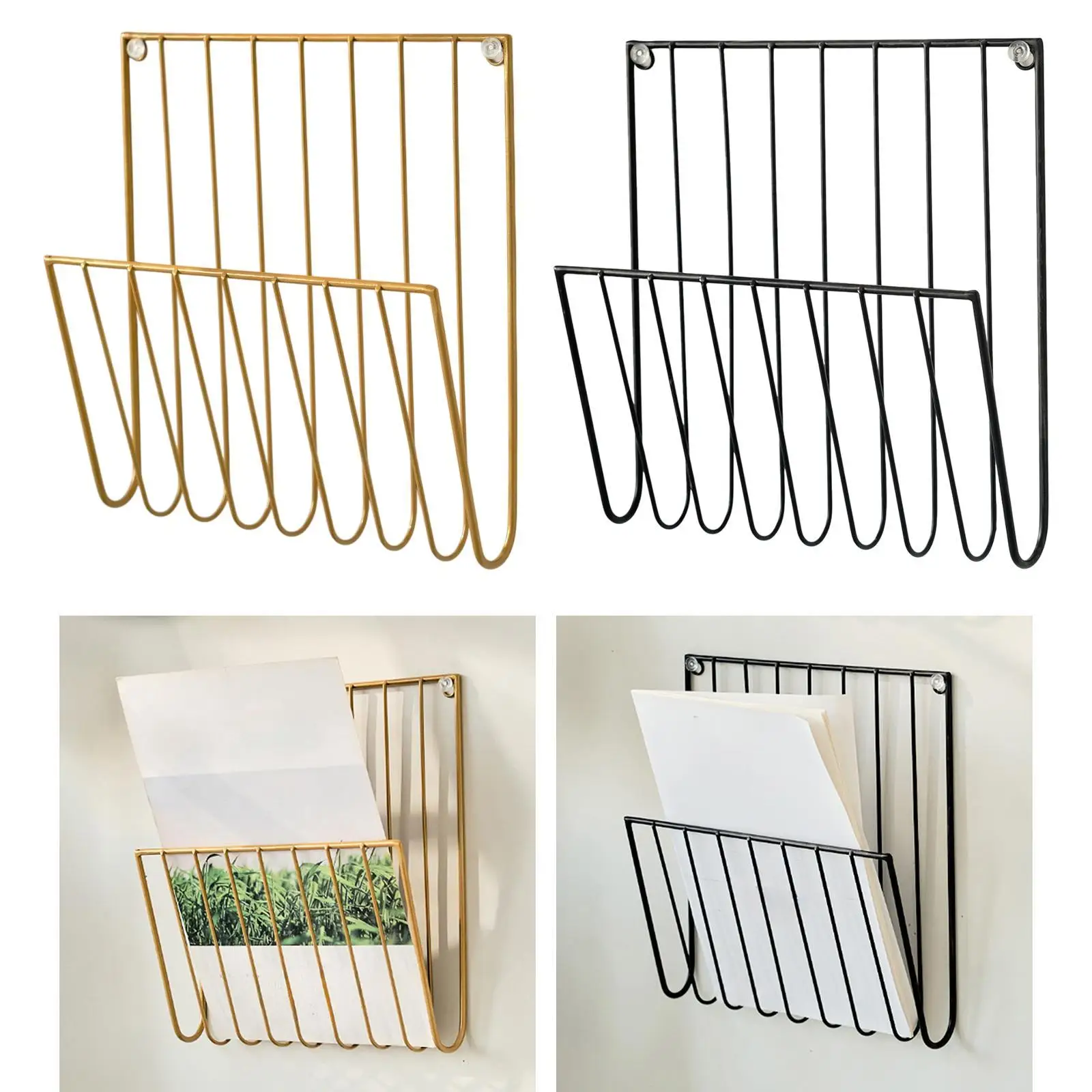 Wall Mount File Holder Magazine Rack Iron Versatile Decorative Newspaper Holder Mail Organizer for Papers Documents Brochures