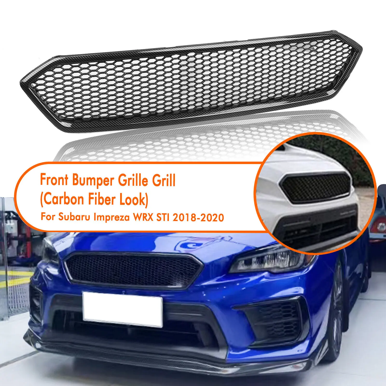 

Car Front Bumper Hood Grille Mesh Grill Kit For Subaru Impreza WRX STI 2018-2021