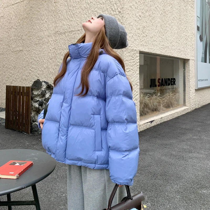 2025 شتاء جديد مقنعين أسفل سترة المرأة نمط قصير موضة عادية فضفاض وسميك الخبز الدافئ 90 الأبيض بطة أسفل معطف #3