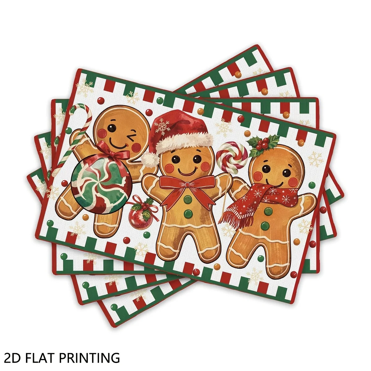 Happy Winter Four Snowmen With Colorful Scarves And Vintage Street Lamp Linen Placemat Christmas Dining Table Cover