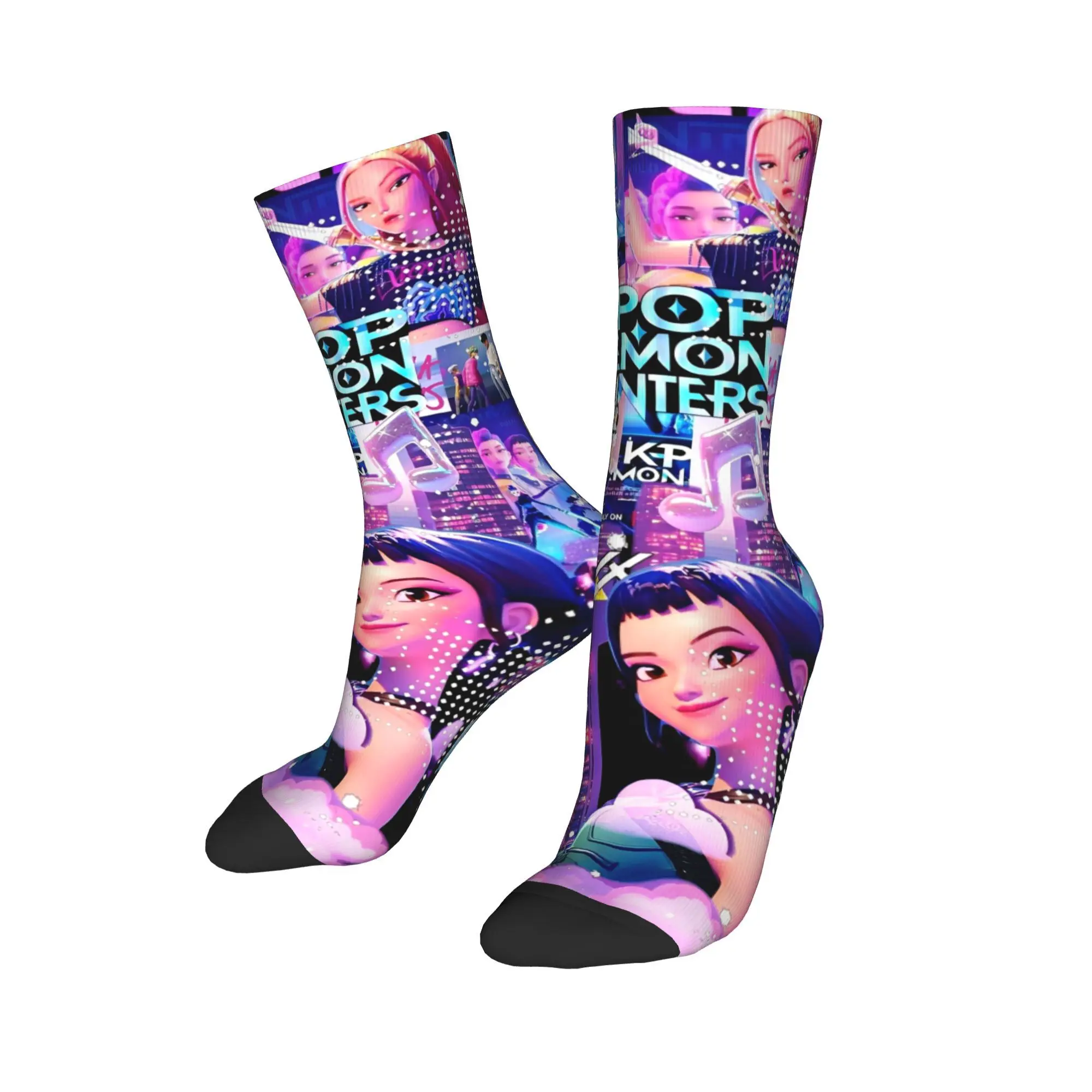 

Fun Unisex Crew Socks Kpop Demon Hunters Huntrix Merchandise Comfortable Breathable Stockings