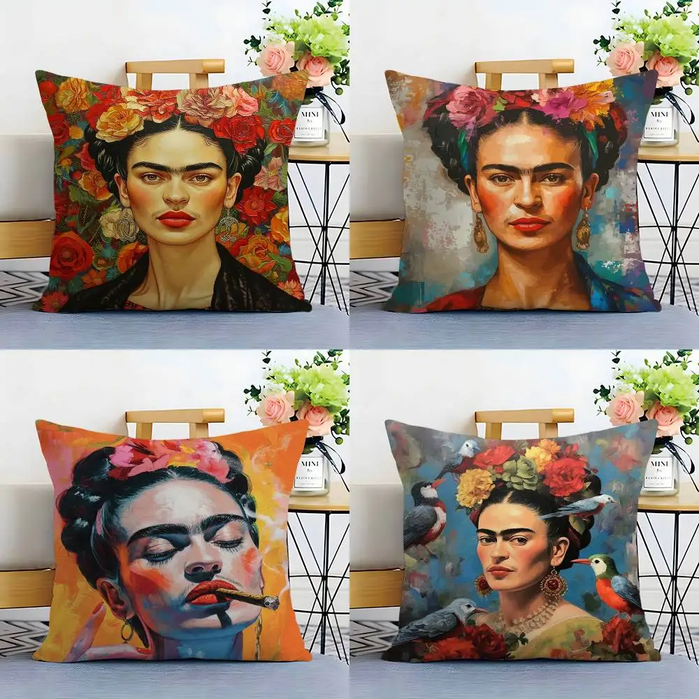 F-fridas pintura arte fronha sofá sala de estar quarto dupla face impressão almofada quadrada nap time fronha
