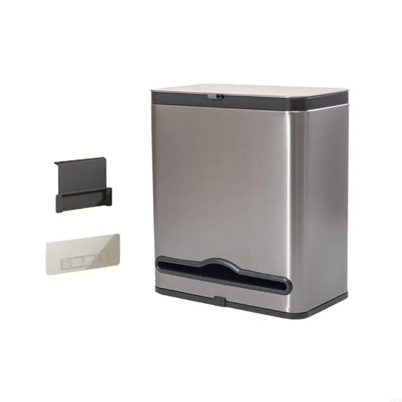 H8WB Hanging Kitchen Waste Basket Trash Can with Tissue Dispenser Wall Mounted for Home Use Space Saver
