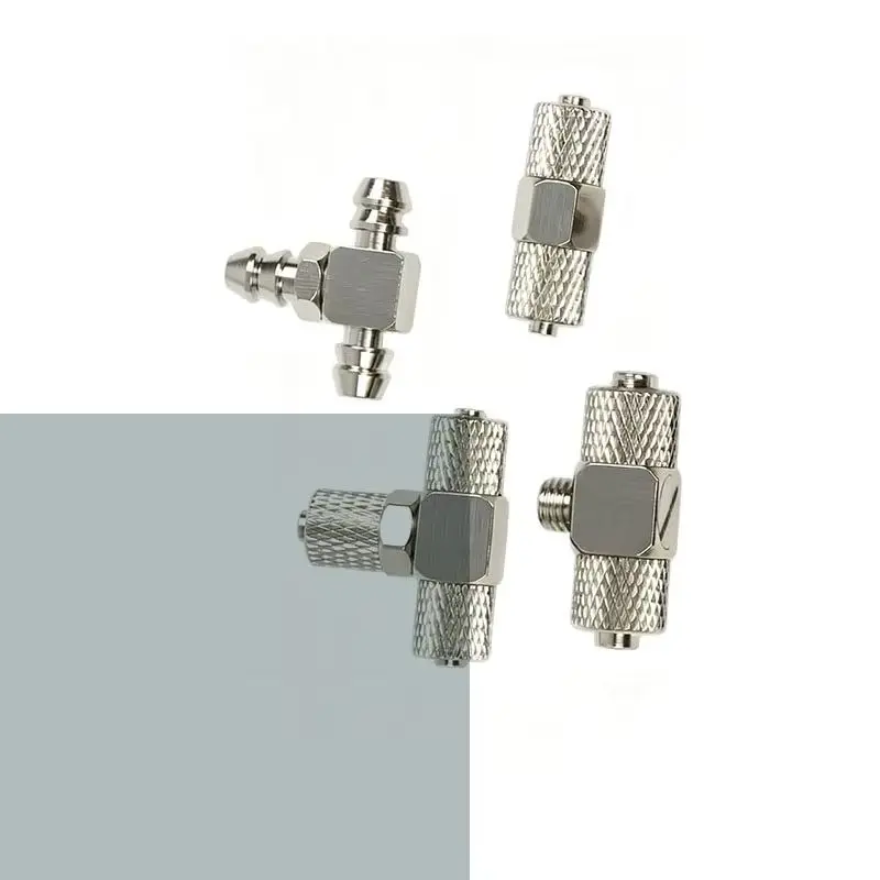 10PCS CNC Mini Air Nozzle Tube Quick Twist Lock Joint Pagoda Three way Thread Straight Bend PL4-M3 4-M5