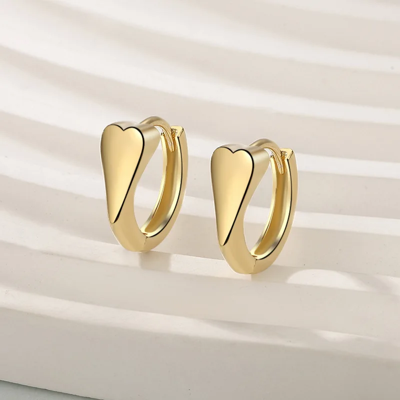 Fashion Commuting Love Heart Ear Buckle Smooth 925 Silver Earrings European and American  Earrings For Women KOFSAC