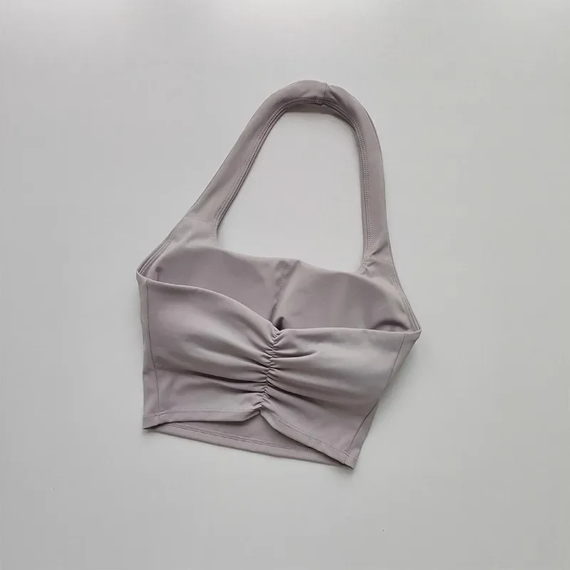 

Sports Bra for Women Halter Neck Strap Yoga Bra Fitness Sexy Open Back Padded Yoga Top Medium Support Gym Crop Top