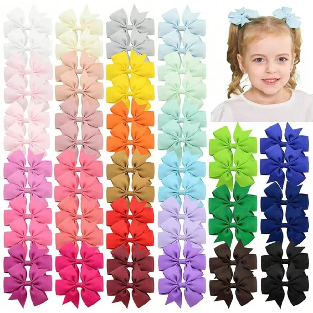 

720pcs Random Colored 2.5'' Hair Bows Clips Sets for Baby Girls Simple Grosgrain Ribbon Hairpin Headwear Kids Hair Accessories