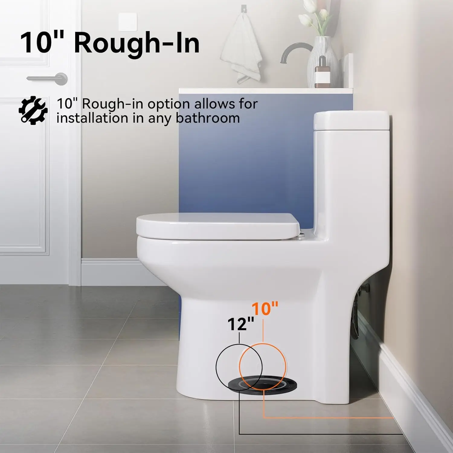 Small Compact One Piece Toilet For Bathroom, Powerful & Quiet Dual Flush Modern Toilet, 10'' Rough-In Toilet & Soft Closing Seat