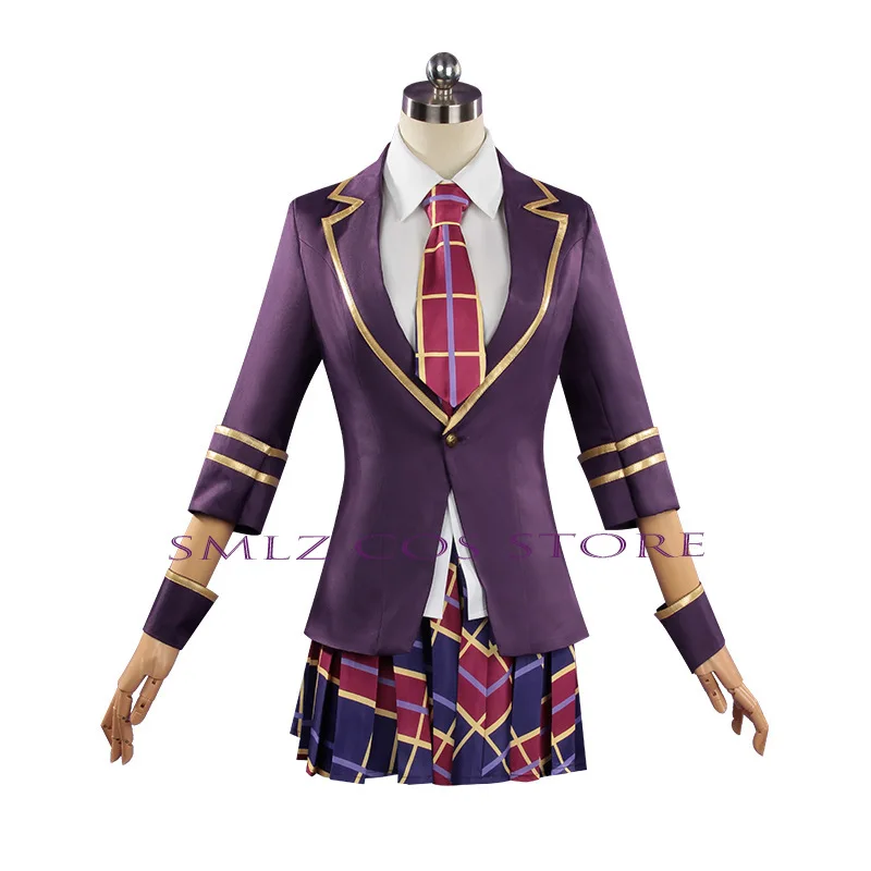 Logos Aretha Zelle Cosplay Game Ta.com Costume pour Femme, Danseuse Féminine, Violet, Uniforme JK, Ensemble de Perruques, Tenue de ixd'Halloween