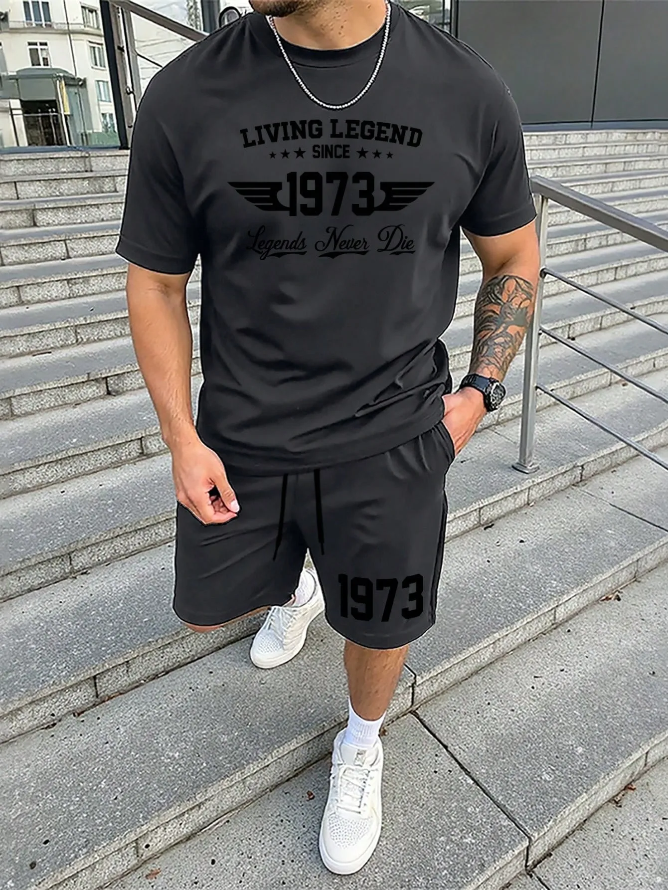 

2026 Summer New Men's Suit with Letter Print Breathable Lightweight Casual Sports Outdoor Men's Clothing