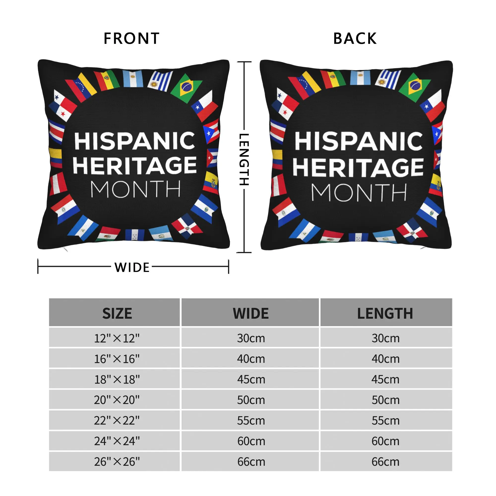 Hispanic Heritage Month Country Flags Design Pillow Case  Print Pillow Cover Retro Trendy Pillowcases For Sofa Bed Living Room