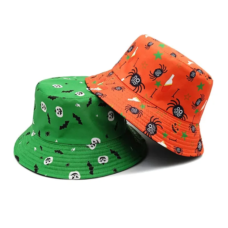 Spring Summer Polyester Cartoon Print Bucket Hat Fisherman Hat Outdoor Travel Sun Cap For Men And Women 22
