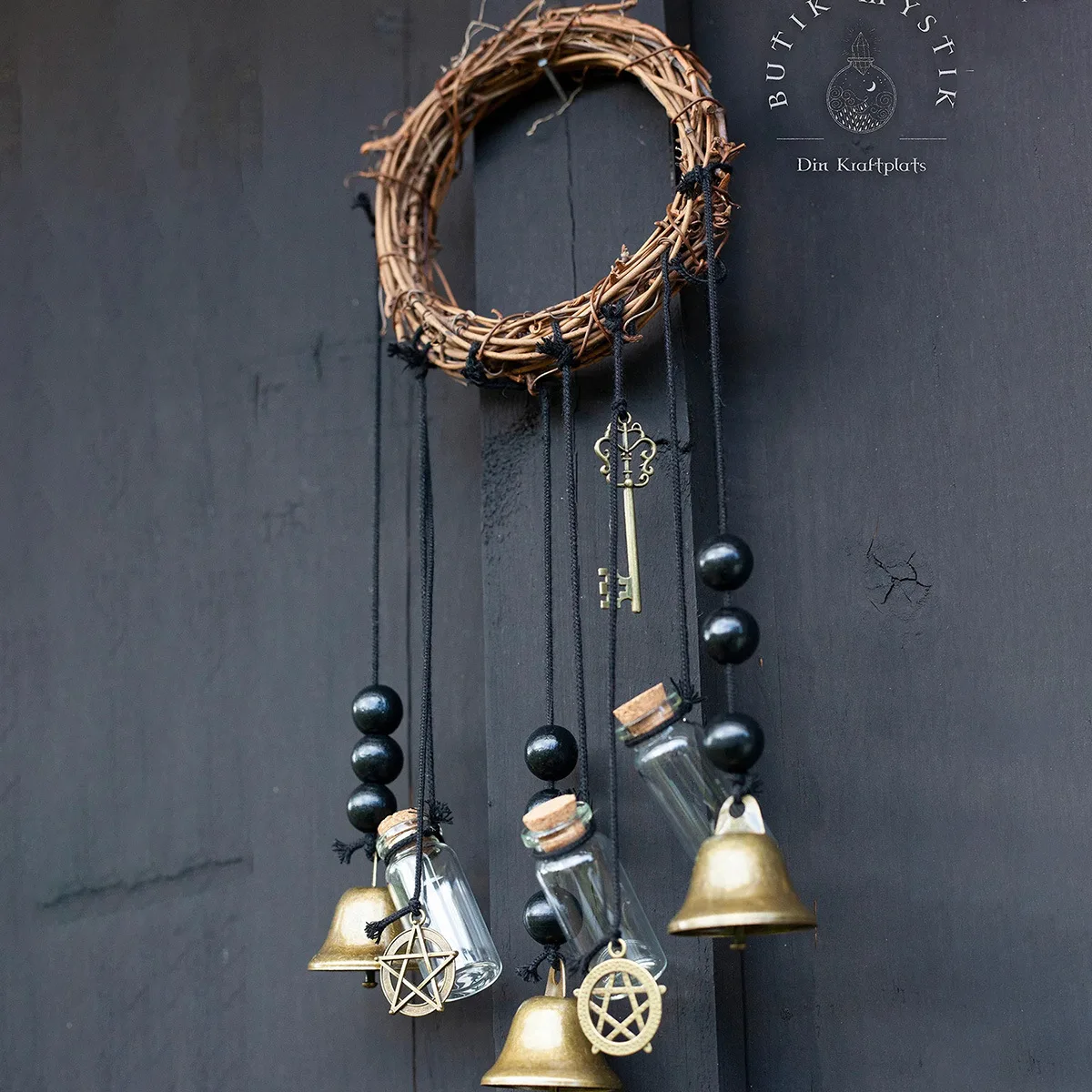 Bohemian Braided Rope Bell Hanging Decor, Wall-Mounted Tapestry Blessing Bell, Home Door Ornament