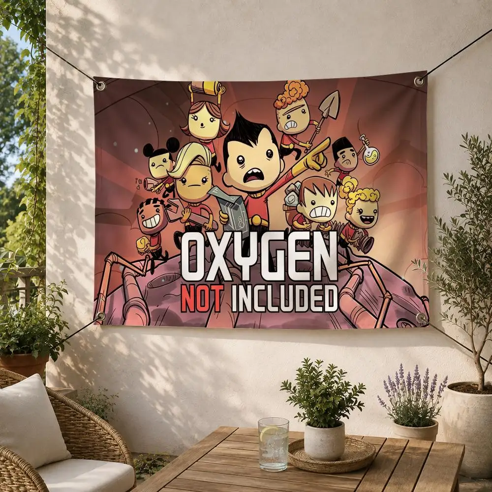 Game-Oxygen Not Included Strategy Flags Decorative Flag Banner for Outdoor Garden Yard Camping Party Home Wall Hanging Decor