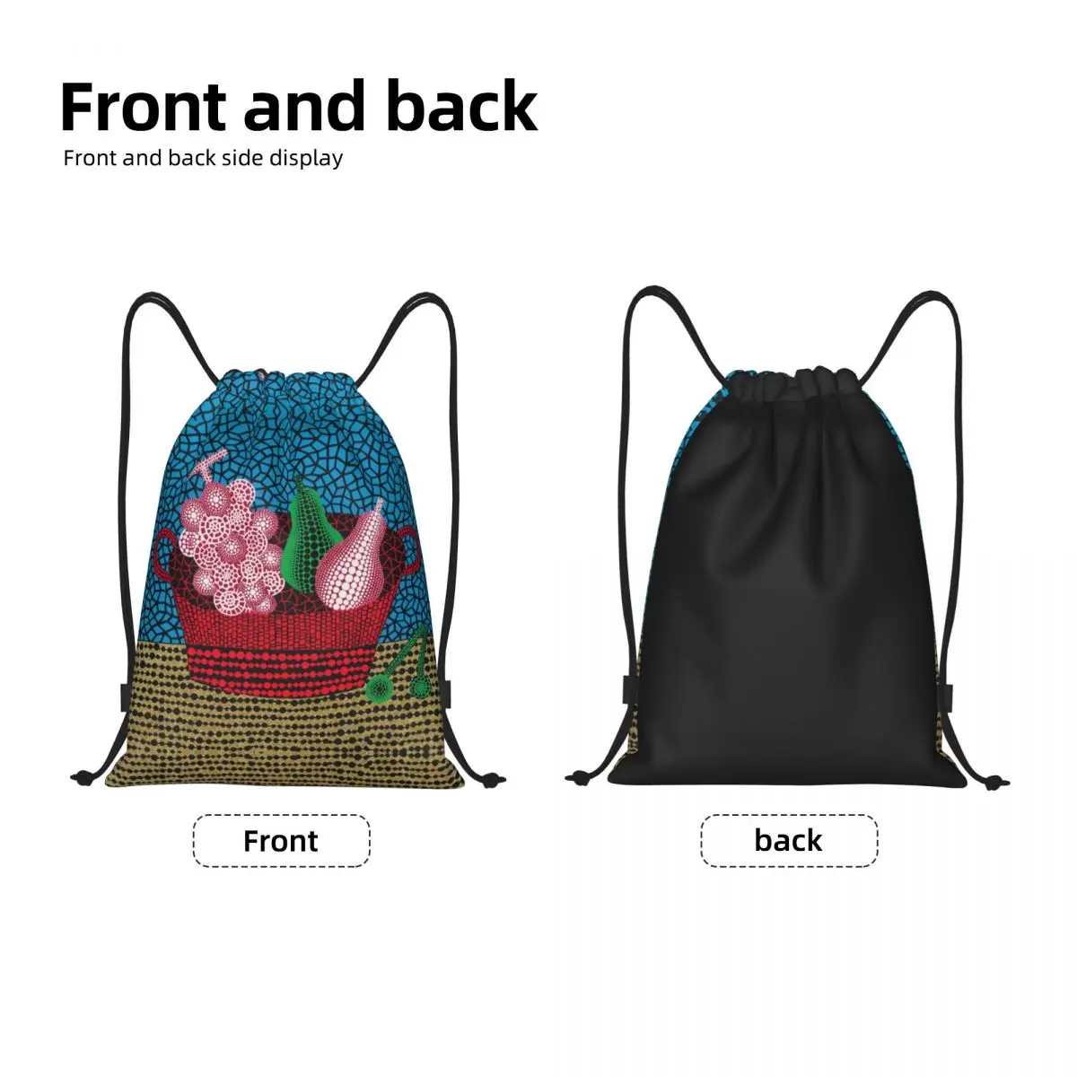 Yayoi Kusama Abstract Art Fruits Drawstring Backpack Sports Gym Bag for Women Men Training Sackpack