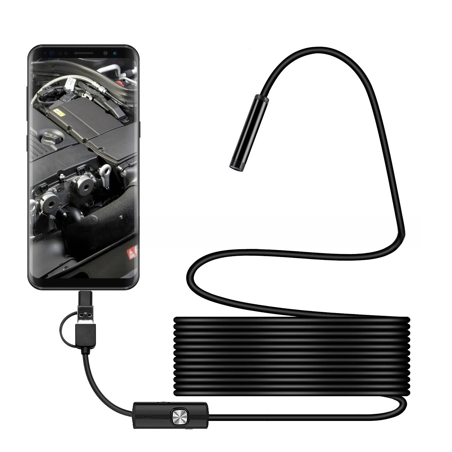 3 in 1 Phone Endoscope Camera HD Waterproof Borescope for Android Micro USB Type-C USB Industrial Car Sewer Inspection