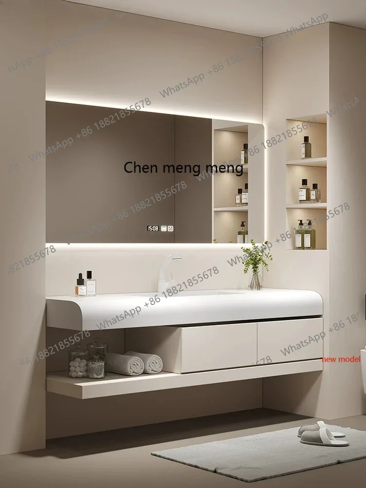 N138Corian integrated basin, bathroom cabinet, combined bathroom, washstand, basin cabinet, bathroom customization