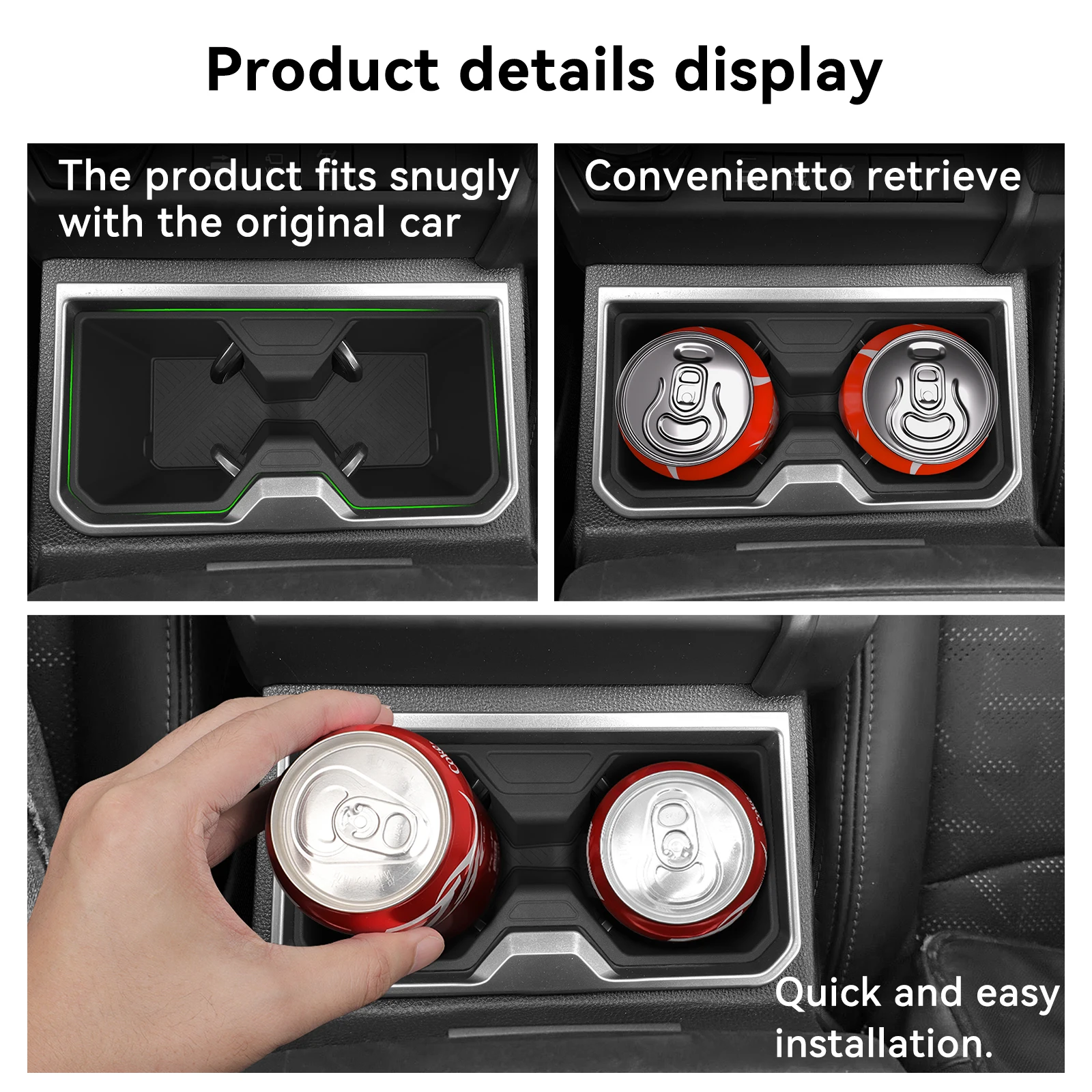 

ZUNDUO для Toyota 4Runner 2025 2026, подстаканник на центральной консоли, амортизирующий лоток для хранения, автомобильные аксессуары, черный ТПЭ