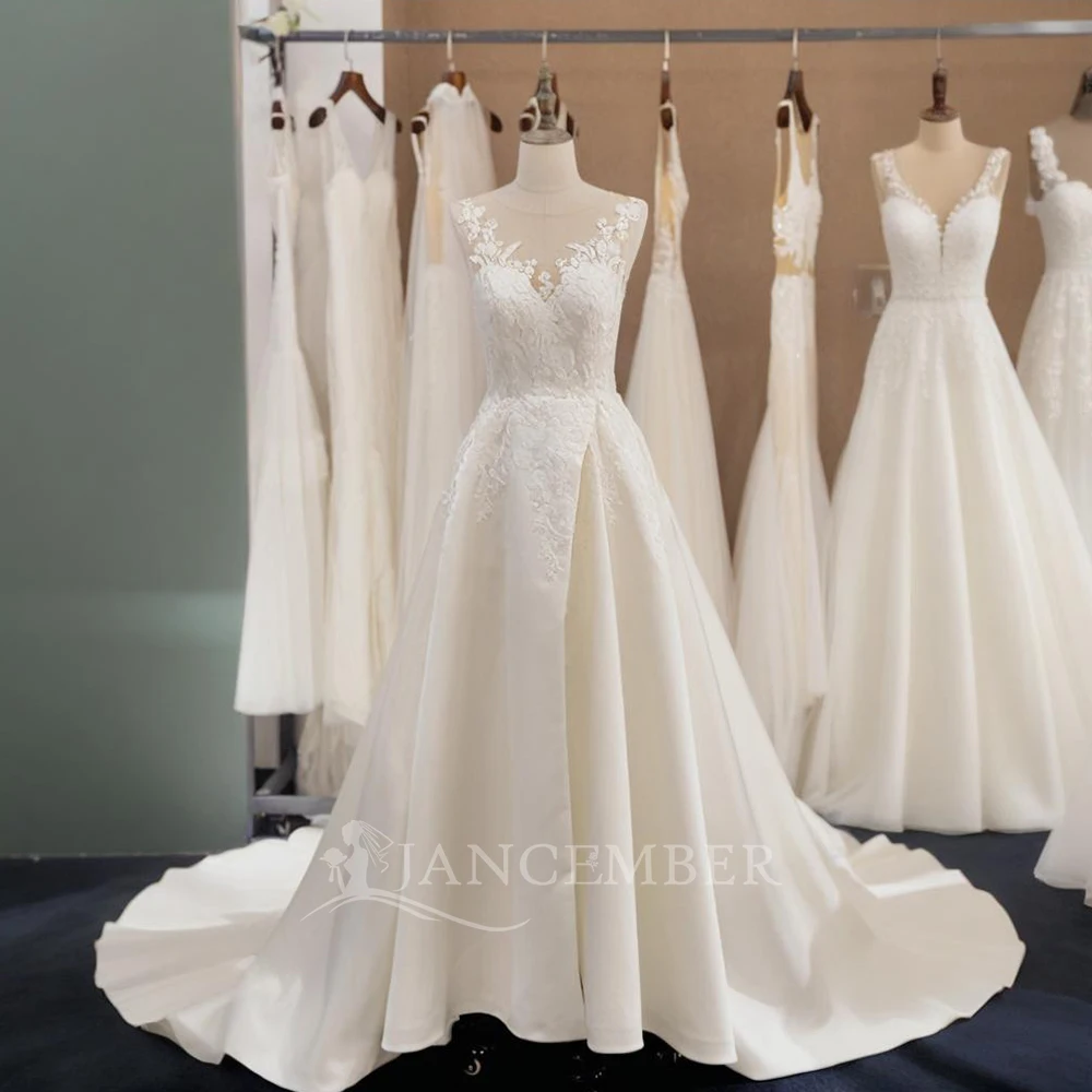 

Morning Light Luxury Bridal Dresses Customized Wedding Dress Lace Perspective Brides Wedding Dresses vestidos de novia LSSG004