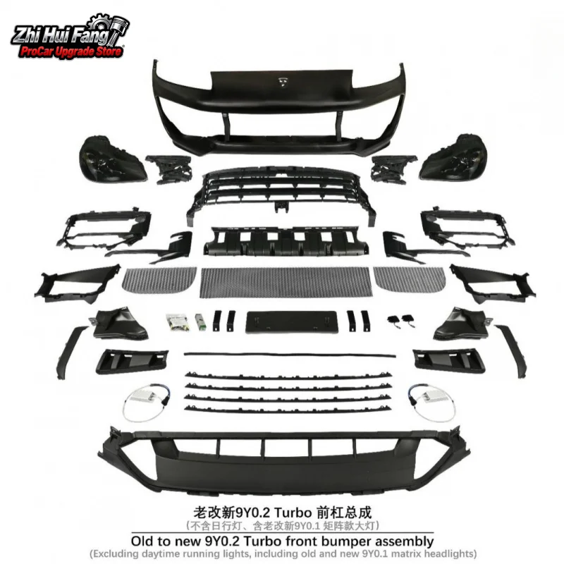 

Подходит для 07-10 Cayenne 957 Old to New 25, передний бампер Turbo в сборе, за исключением дневных ходовых огней + фары