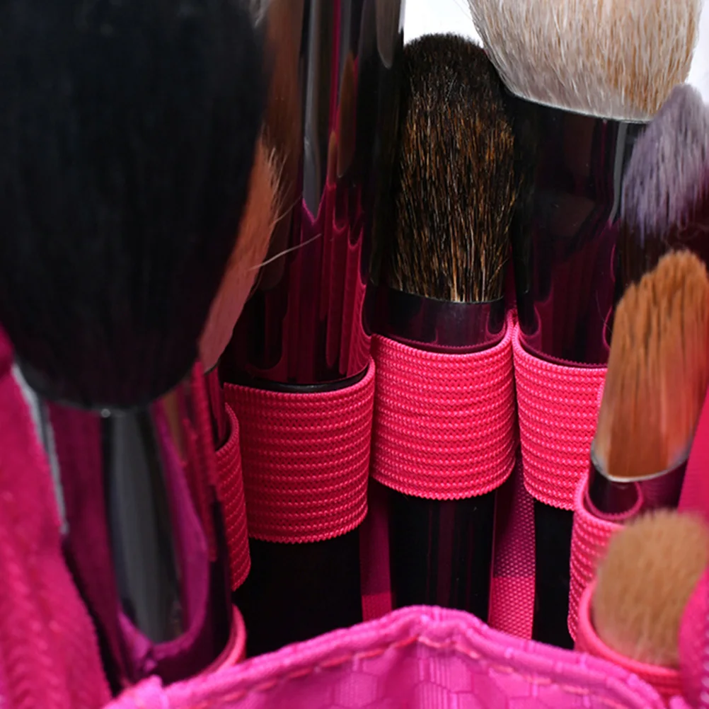

Makeup Bag Brush Storage Portable Travel Holder Translucent Multifunction Rosy Woman
