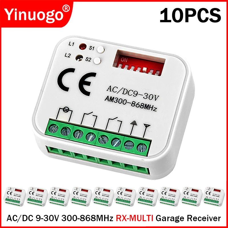 

10PCS Universal RX-MULTI 300 a 868MHz Receiver AC DC 9-30V Garage Door Remote Control Receiver 433 868 MHz Fixed Rolling Code