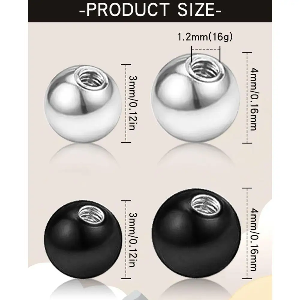 24Pcs Set Replacement Piercing Balls Surgical Steel Ball Piercing Jewelry Industrial Barbell Tongue Navel Belly Piercing Jewelry
