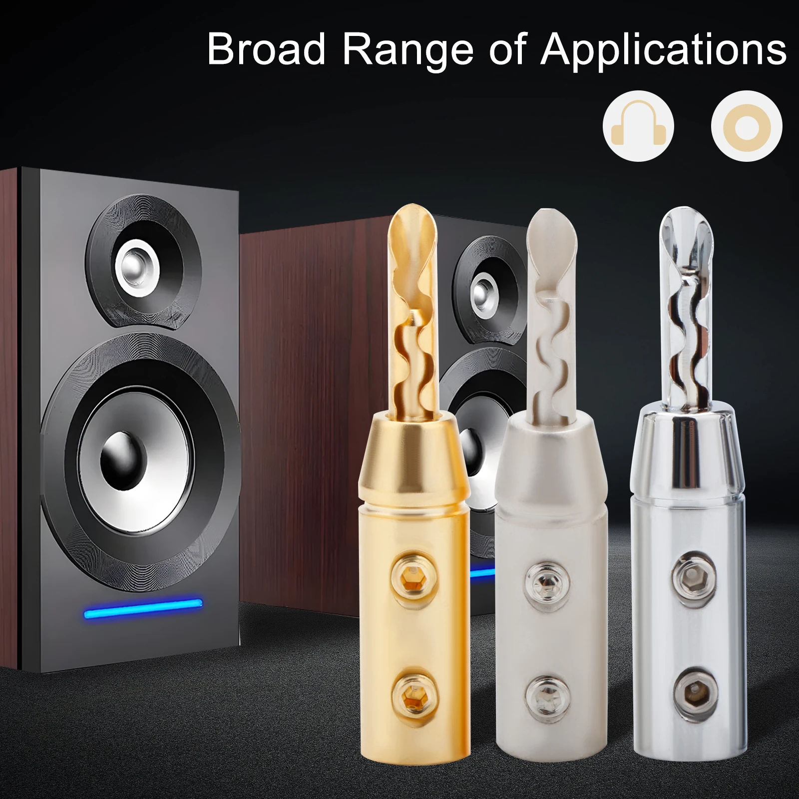 BA1419/1417R/1417S Silver/ Rhodium/ Gold Plated Sawtooth Type Banana Plug 4.4mm HIFI Speaker Banana Plug Male Connector
