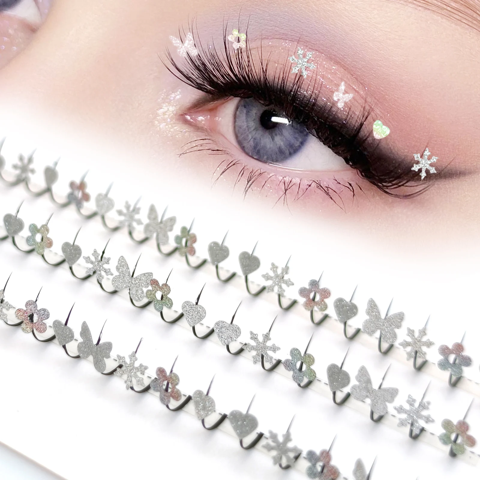 Honey Silvery Snowflake Fairy Eyelashes Shiny Star Lashes Glitter Flower Party Eyelash 10-15mm