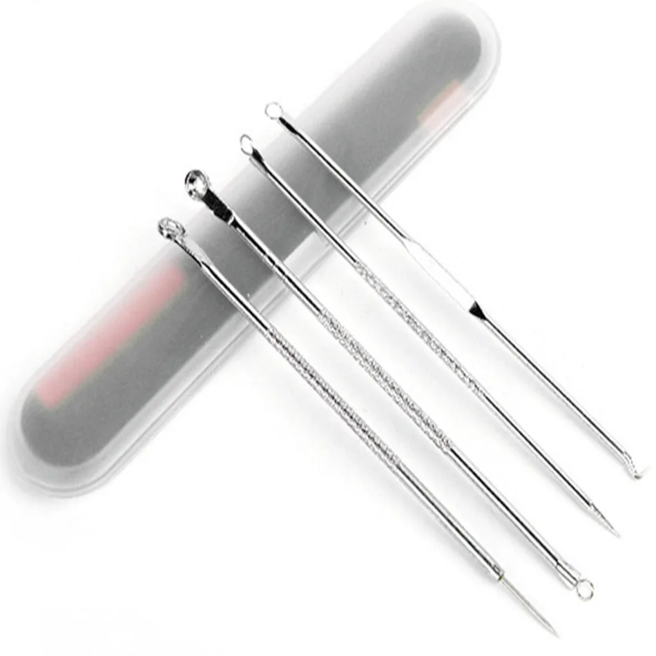 4 Stks/set Mee-Eter Comedon Acne Puistje Belmish Extractor Vacuüm Mee-Eter Remover Tool Lepel Voor Gezichtsverzorging