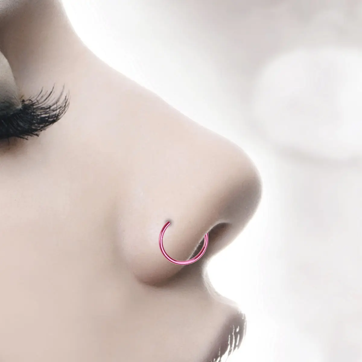 2Pcs Premium Surgical Grade Titanium Steel Nose Hoop Ring C Shape Easy Insert Comfortable Polished Finish Unisex Nose Piercing
