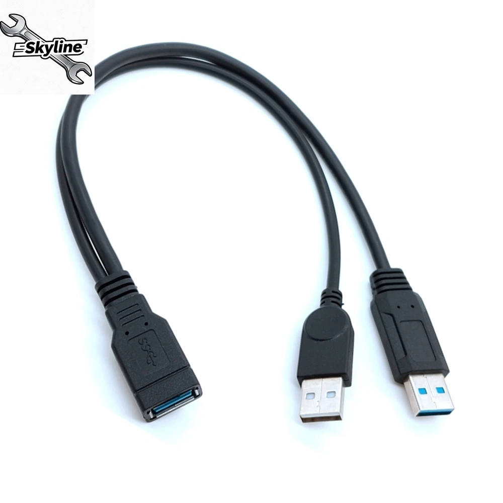 3.0 Female to Dual USB Male With Extra Power Data Y Extension Cable for 2.5
