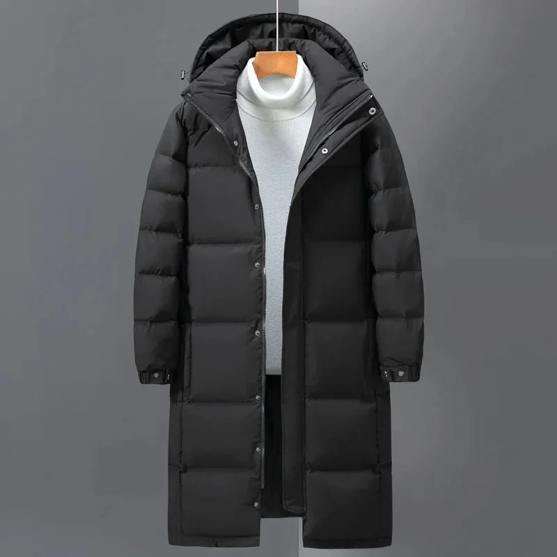 White Duck Down Puffer Jacket Men's Jackets Women Winter Couple Outfit Warm Parka Hooded Thicken Overcoat Long Knee Length