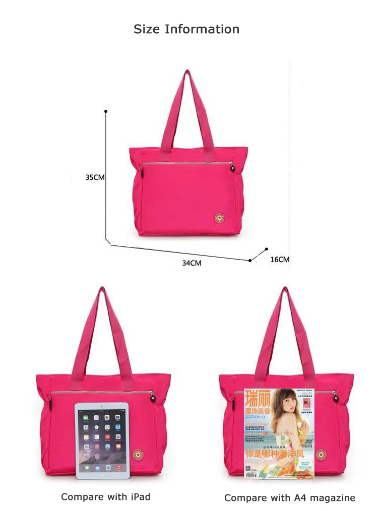 Damentasche, einfarbig, Einkaufstasche, Pendler-Umhängetasche, Freizeit, einfach, Mama, Ausgehen, Tasche, große Kapazität, Nylon-Handtasche, Oxford – Detail 1