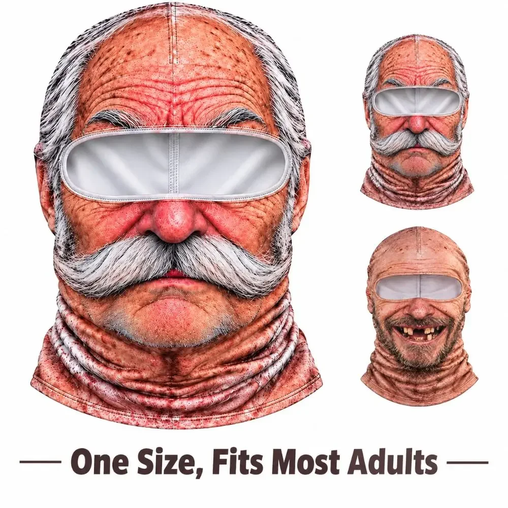 2027 Funny Frontier Fashion New Style Funny Realistic Face Ski Mask Outdoor cycling face mask 3D Face Printed Old Man Balaclava