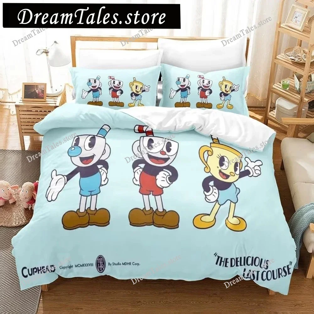 

New The Cuphead Show Bedding Set Single Twin Full Queen King Size Bed Set Adult Kid Bedroom Duvet Cover Sets 3D Print Game Anime