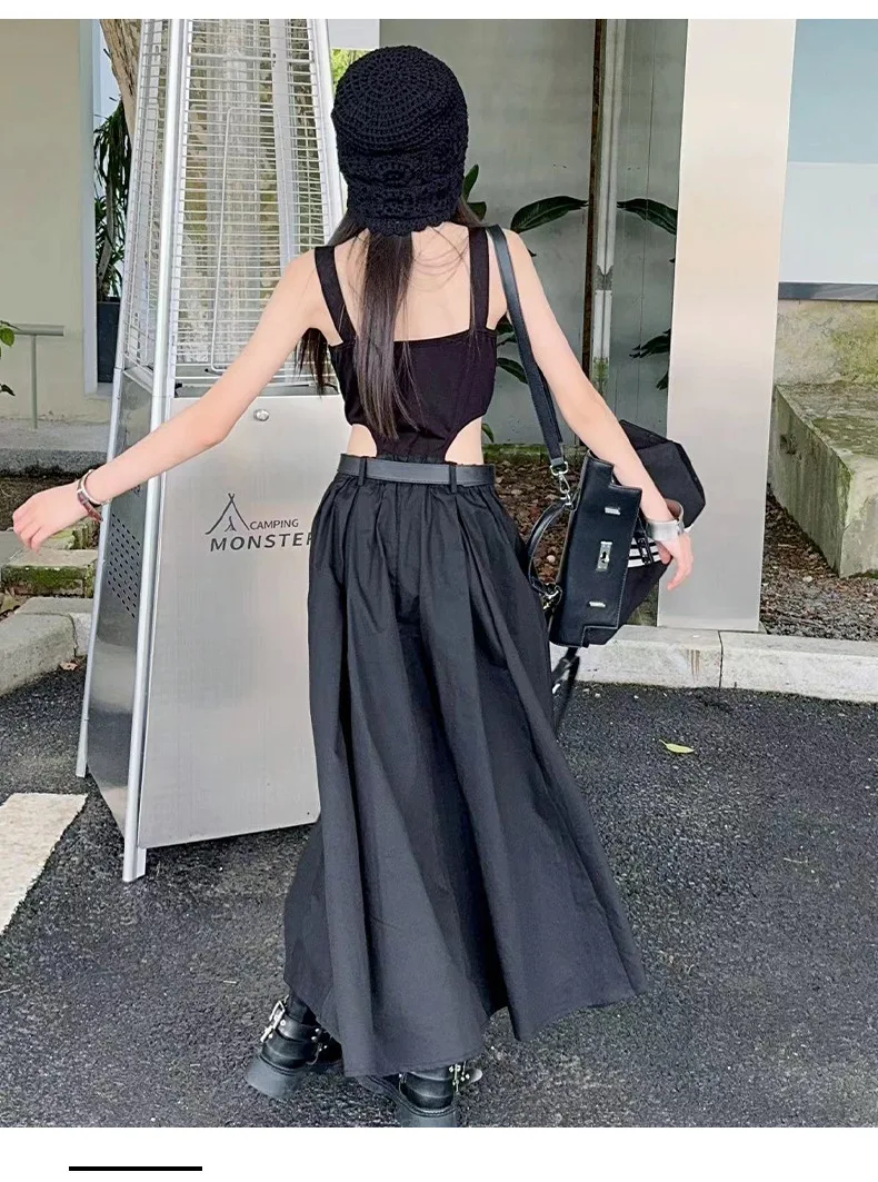 Baby Girl Dress Girls Summer Dress 2024 Cool Spicy Fake Two Slip Dress Hepburn Style Temperament Long Skirt Thin Skirt image 6