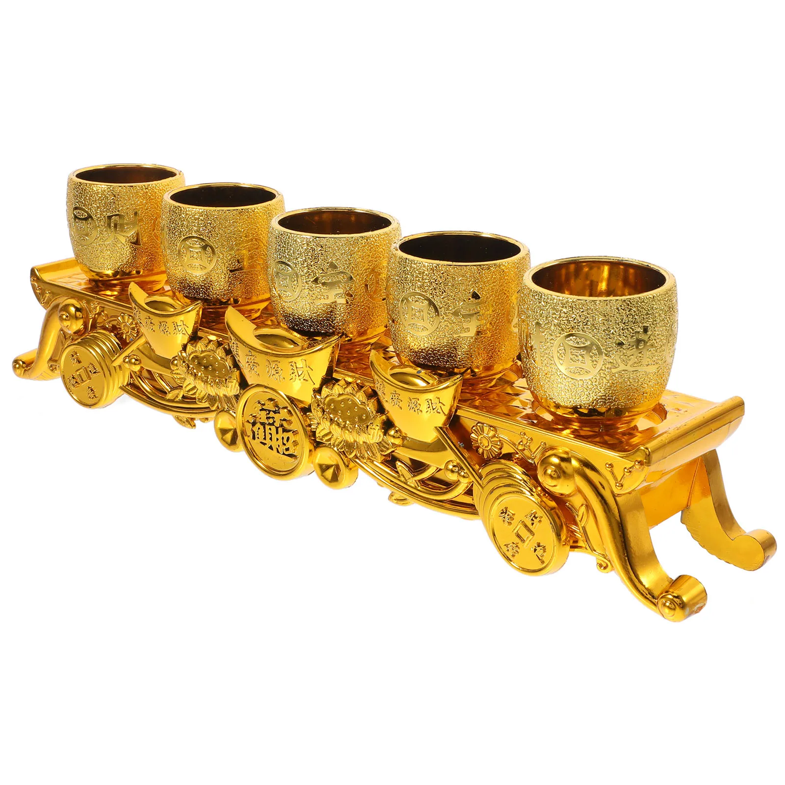 

1 set Golden Offering Cup Set Plastic Tibetan Worship Chalice Decorative Traditional Blessing Cups for Temple