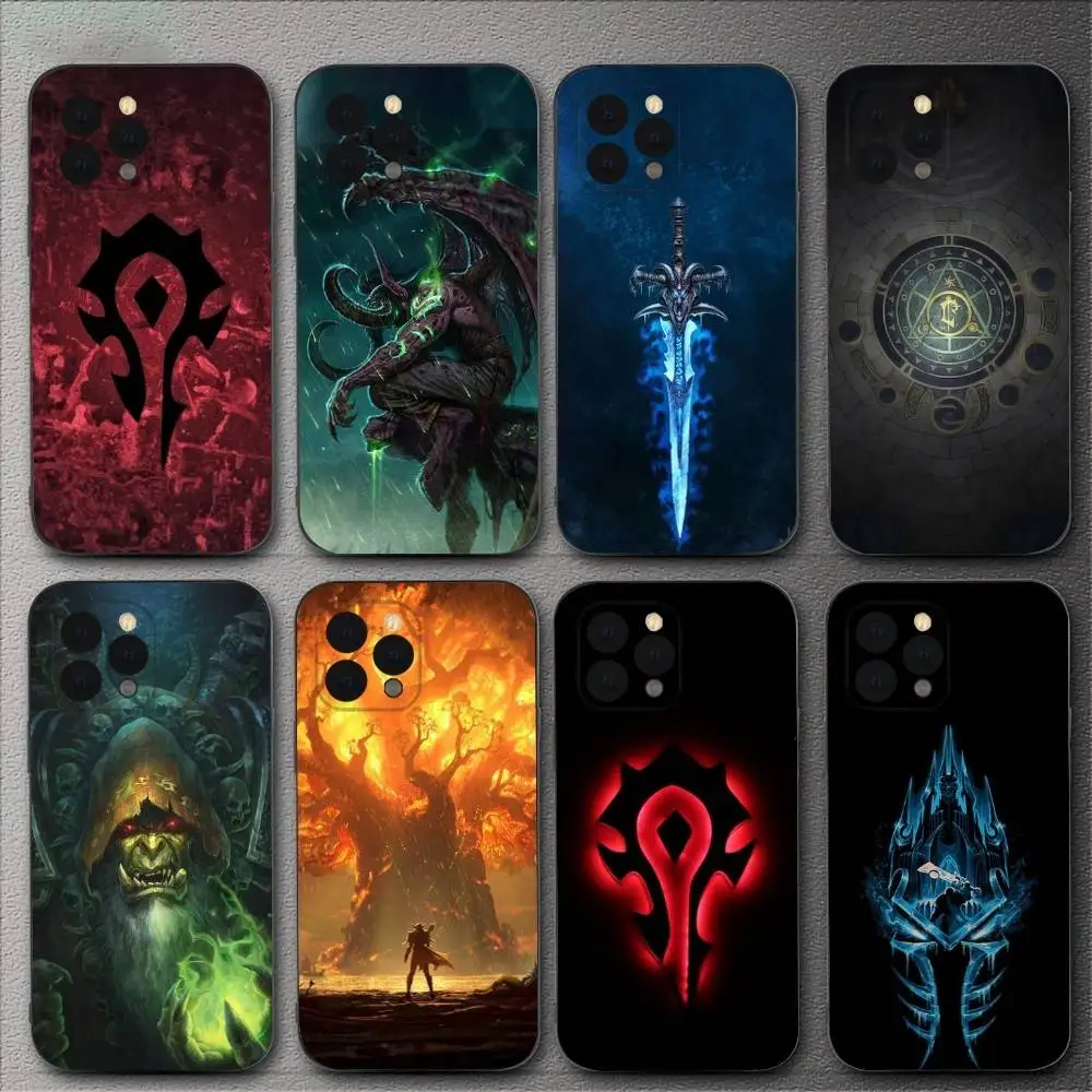 

W-World Of W-Warcraft Phone Case For iPhone 16,15,14,13,12,11,XS,XR,X,8,7,Pro,Max,Plus,mini Silicone Black Cover