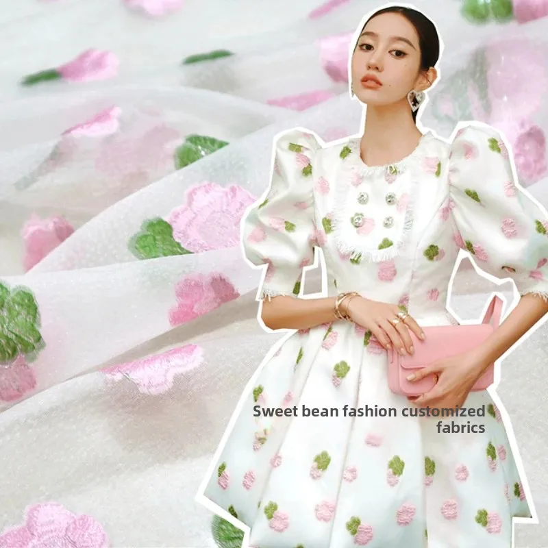 

Жаккардовая ткань из органзы, весна и лето, тонкое платье с цветочным тиснением, окрашенное в пряжу, одежда, брендовая модная дизайнерская ткань, оптовая продажа