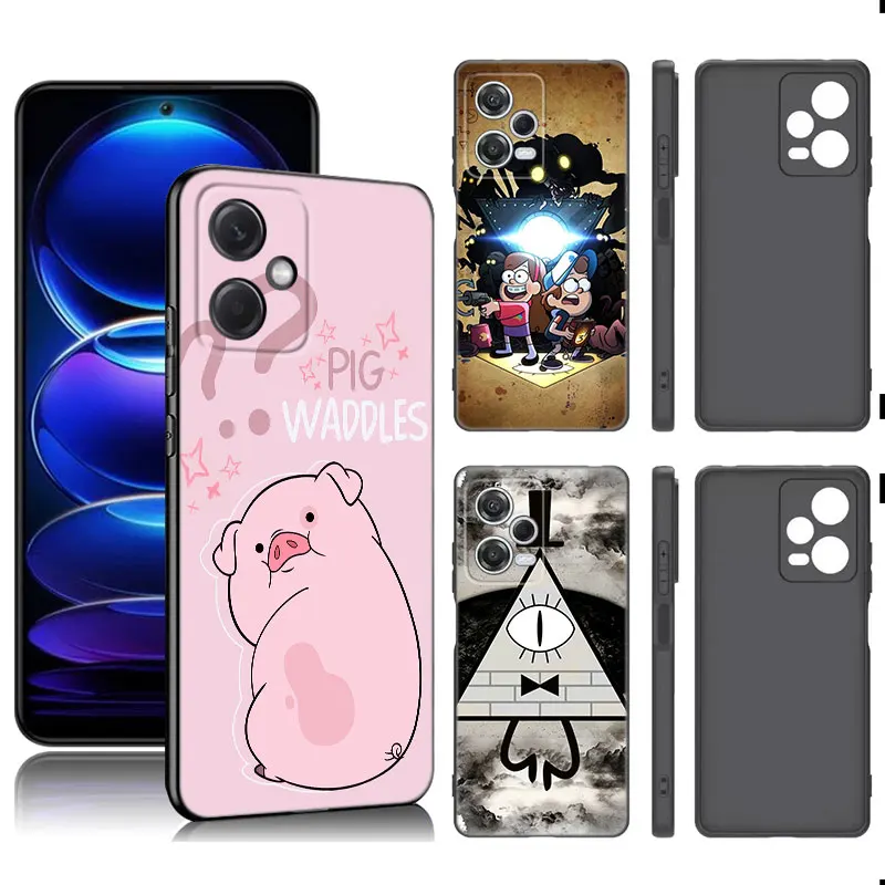 Gravity Falls Comic Anime Black Silicone Phone Case For Xiaomi Redmi Note 9 10 11 11S 11T 12 13 Pro 5G Plus 9S 10S 12S