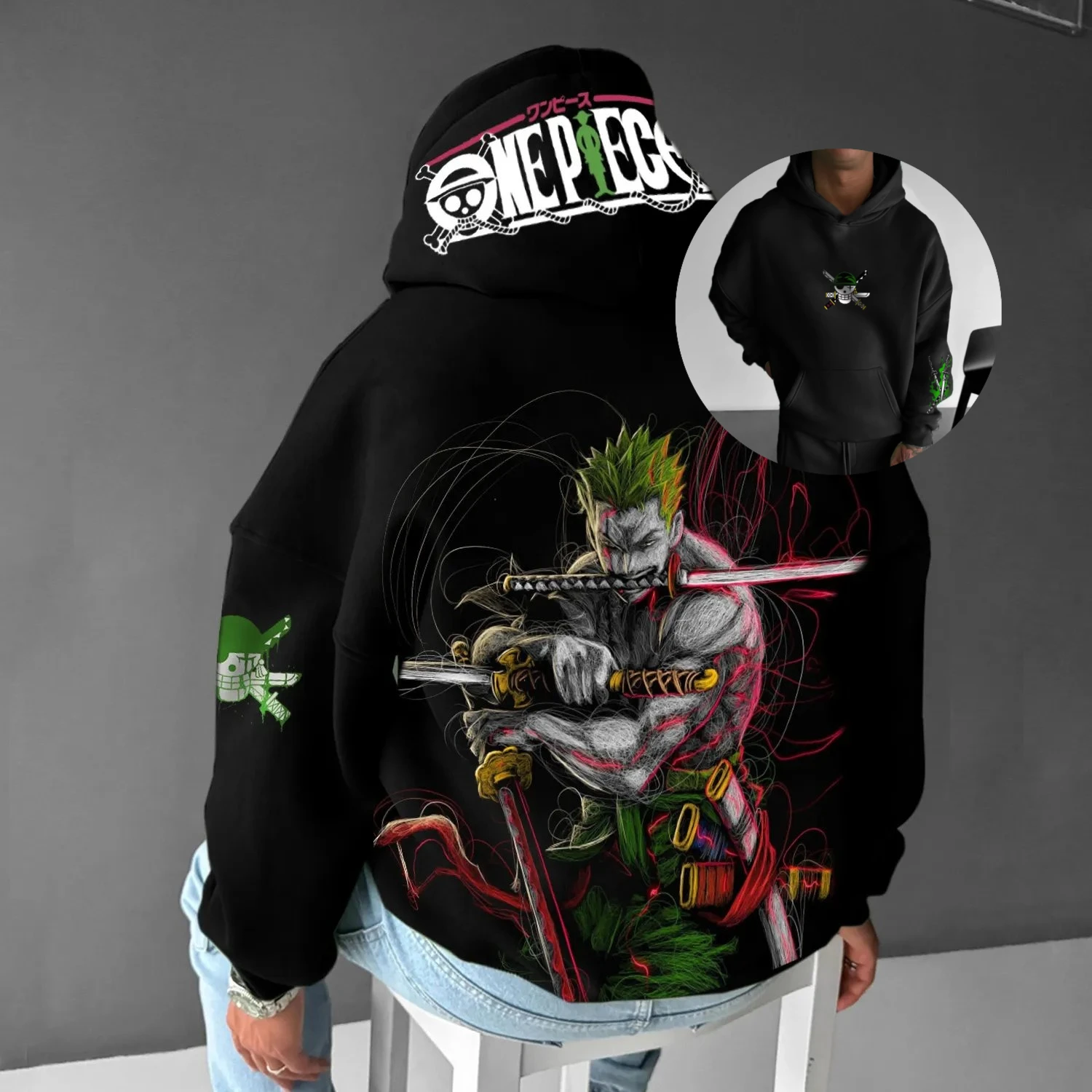

Anime One Piece Zoro Vintage Oversized Hoodie Men Women Pullover Sweatshirt New Spring Autumn Fashion Y2k Clothes Top Streetwear