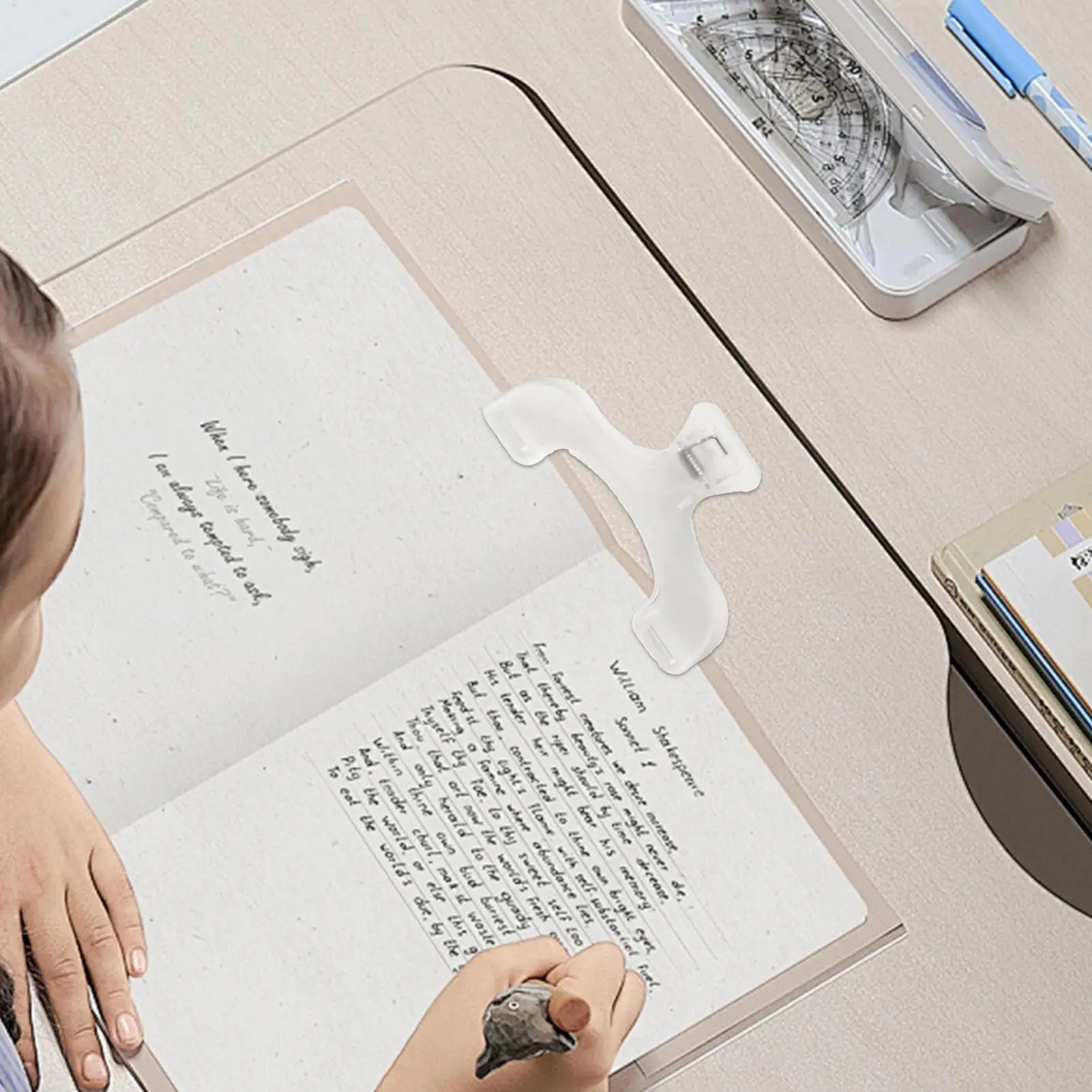 مشبك كتب، مشبك قراءة، ملحقات مكتب K awaii ثابتة لمنع تحول الصفحة، مشابك مجلد شفافة لأوراق اختبار الملفات