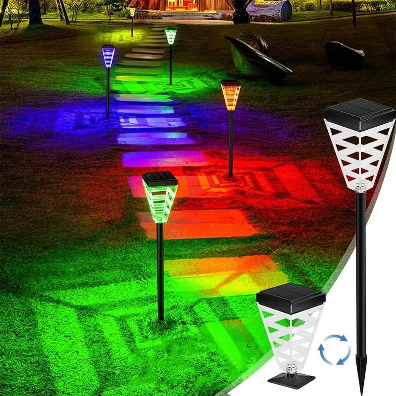 

Солнечные фонари для дорожек, 5-цветные режимы, солнечные пейзажные фонари для дорожек, водонепроницаемые светодиодные светильники с фиксатором и автоматическим включением и выключением для забора