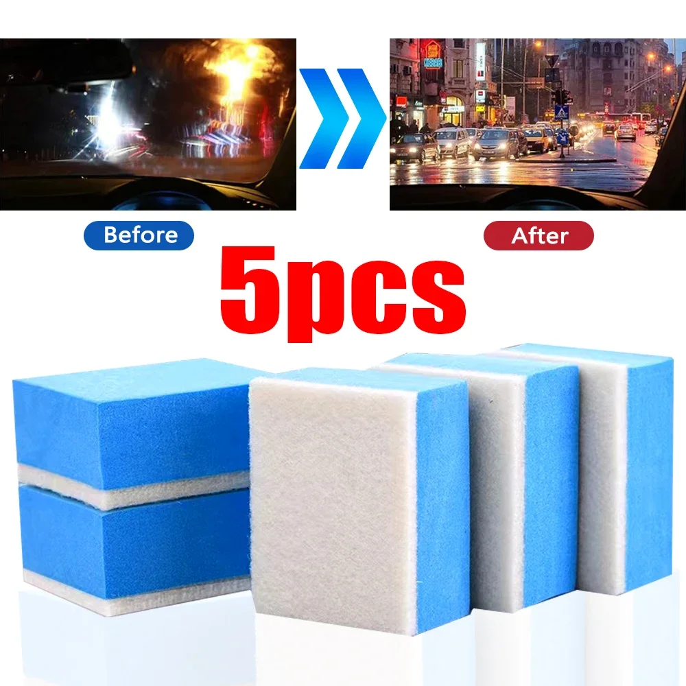 Car Glass Oil Film Cleaning Sponge Wiper Polishing Sponges Car Windshield Wool Felt Brush Oil Dusty Removal Tools Accessories