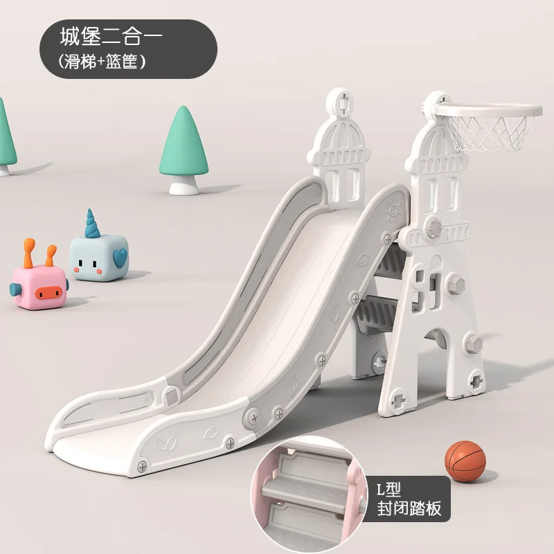Brinquedo infantil de plástico grosso por atacado pequeno balanço e escorregador montado interno de 1 a 3 anos