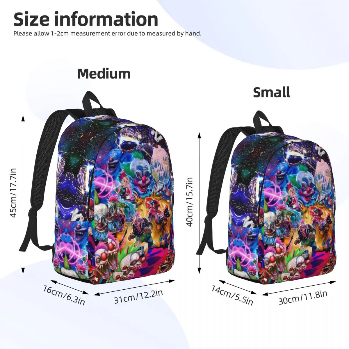 K-Killer-Klowns-De Mochila escolar informal liviana impresa para la escuela, al aire libre, compras, oficina 15,7 pulgadas 17,7 pulgadas