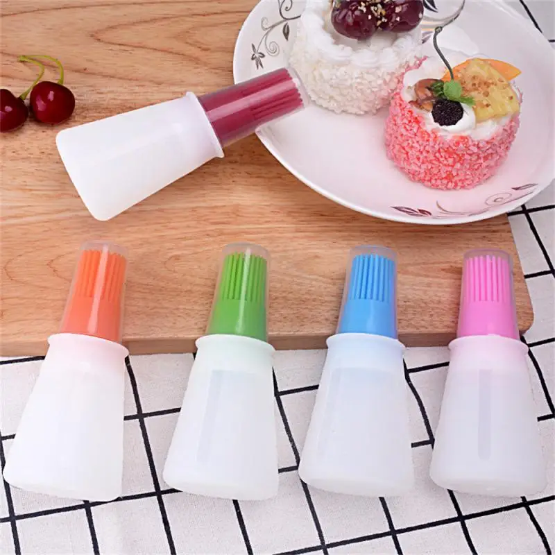 1/2/3/5/Pcs Portable Silicone Oil Bottle with Brush Grill Oil Brushes Liquid Oil Pastry Kitchen Baking BBQ Tool Kitchen Tools fo