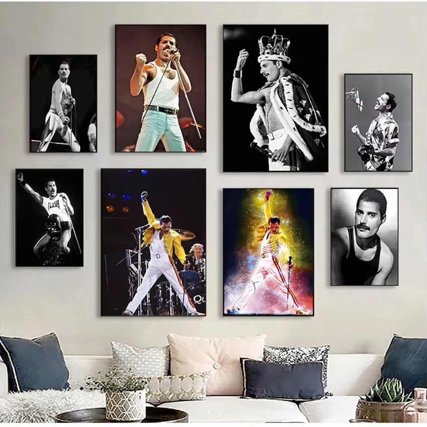 A Freddie Mercury Bohemian Rock Music Star Posters And Prints Canvas Painting Wall Art Pictures Decorative Home Decor Cuadros