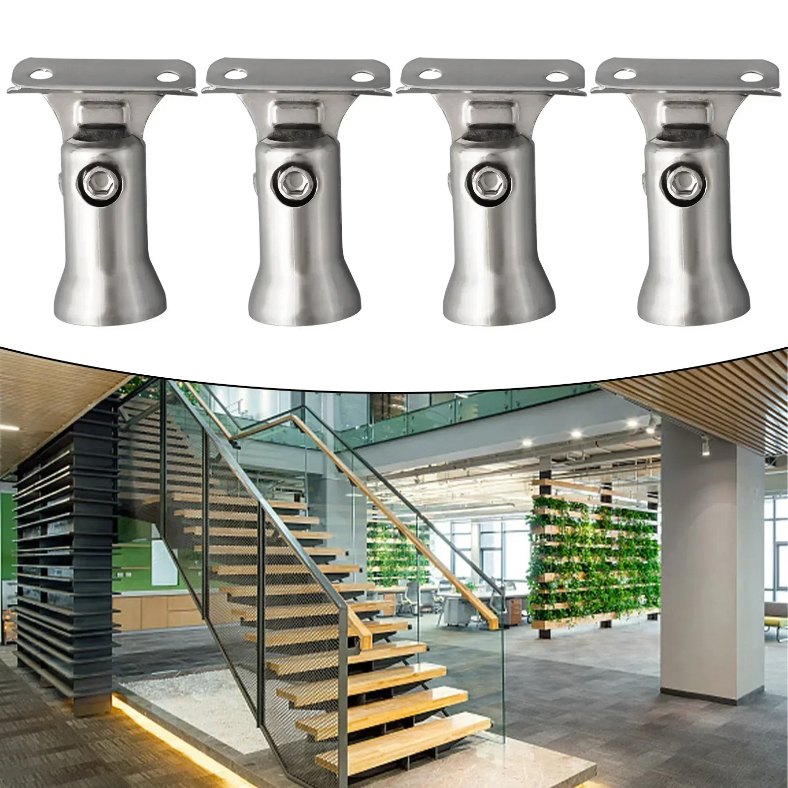4 PCS 304 Stainless Steel Stair Railing Post Stamping Handrail Bracket Stair Railing Support Bracket Stair Rail Bracket